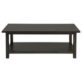 Payne Wood Coffee Table with Shelf, Distressed Java