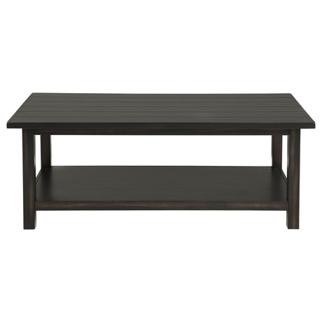 Payne Wood Coffee Table with Shelf, Distressed Java
