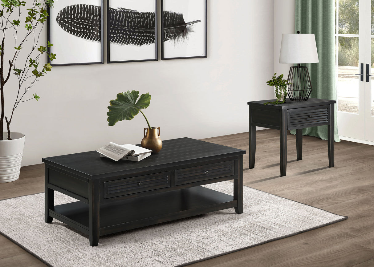 Concord 2-Piece Coffee and End Table Set, Distressed Java