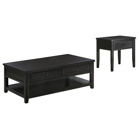 Concord 2-Piece Coffee and End Table Set, Distressed Java