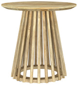 Touhy Round Solid Wood End Table, Natural Mango