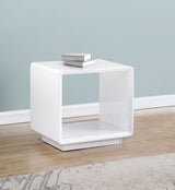 Paseo Square End Side Table in White High Gloss