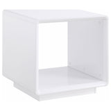 Paseo Square End Side Table in White High Gloss