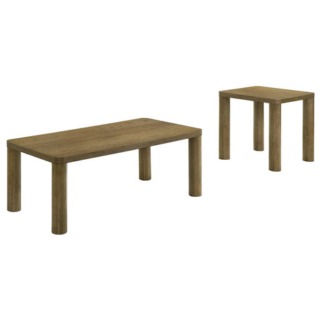 Castlewood 2-Piece Cocktail Coffee Table Set, Brown Oak