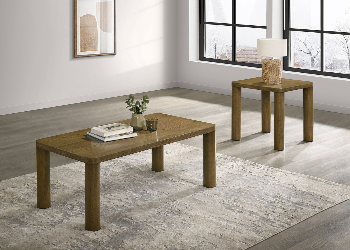 Castlewood Engineered Wood Cocktail Coffee Table, Brown Oak