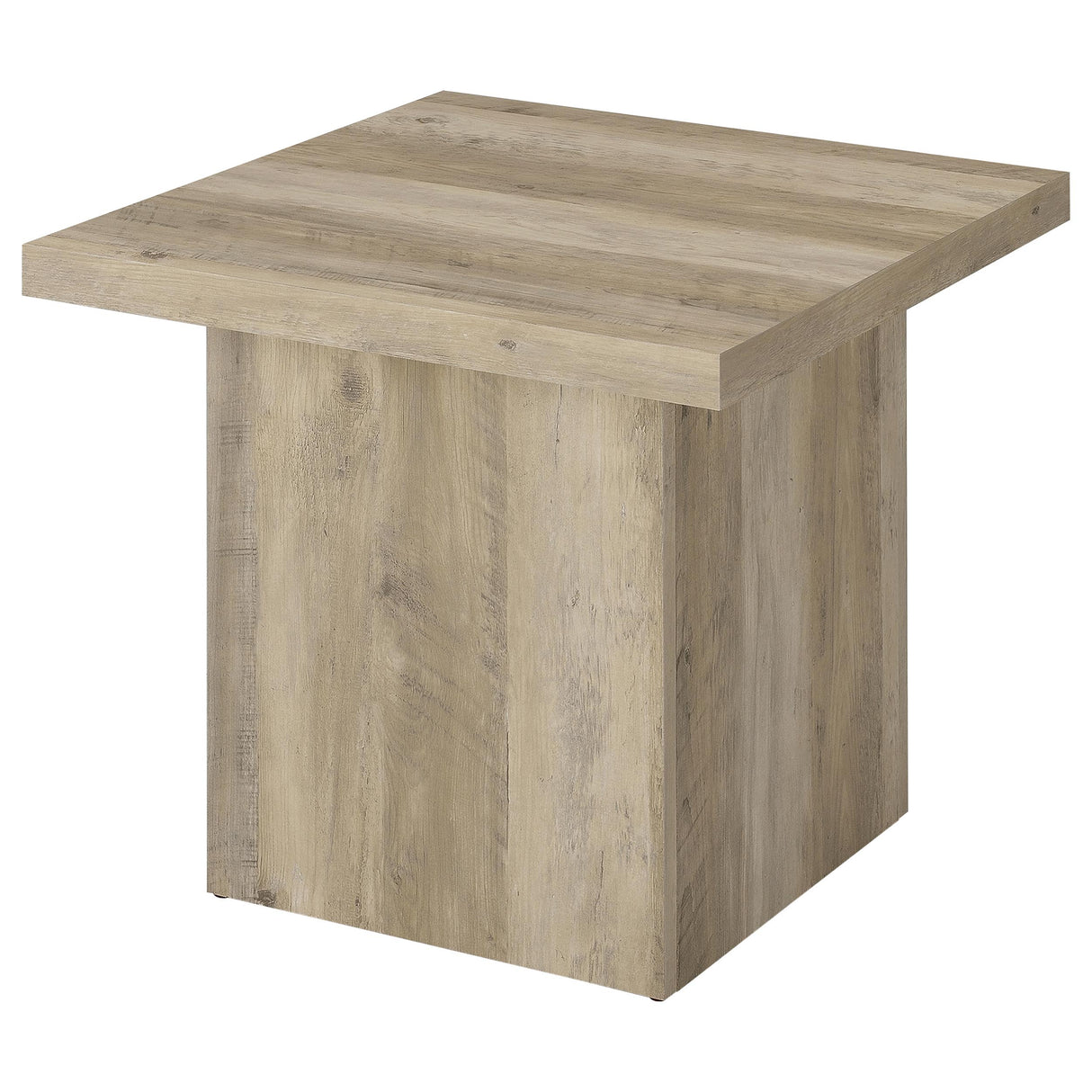 Devar Square End Table in Distressed Pine