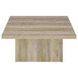 Devar 2-Piece Square Coffee and End Table Set, Distressed Pine