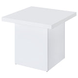 Devar Square End Table, White High Gloss