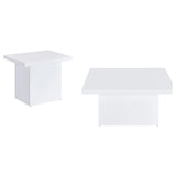 Devar 2-Piece Square Coffee End Table Set White High Gloss