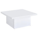 Devar 2-Piece Square Coffee End Table Set White High Gloss
