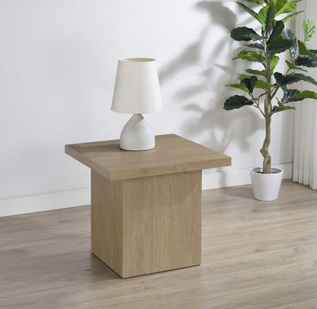 Devar Square Engineered Wood Side End Table in Latte