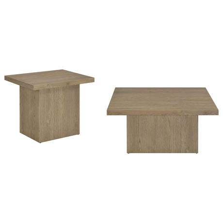 Devar 2-Piece Square Cocktail Coffee End Table Set Latte