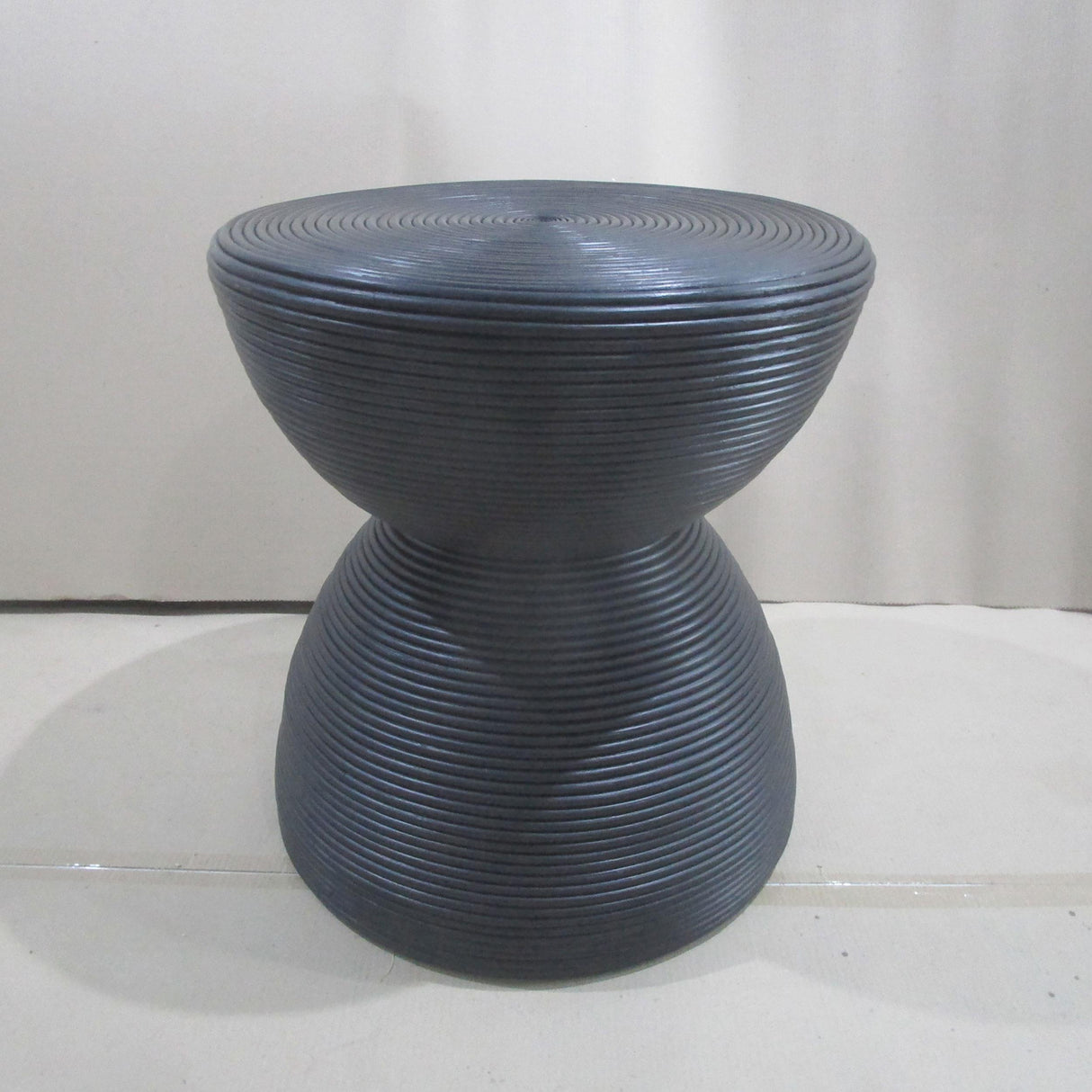 Black Rattan Round End Table