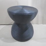 Black Rattan Round End Table