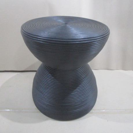 Black Rattan Round End Table