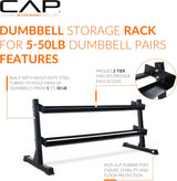 CAP Rubber Coated Dumbbell Weight Set with Rack
