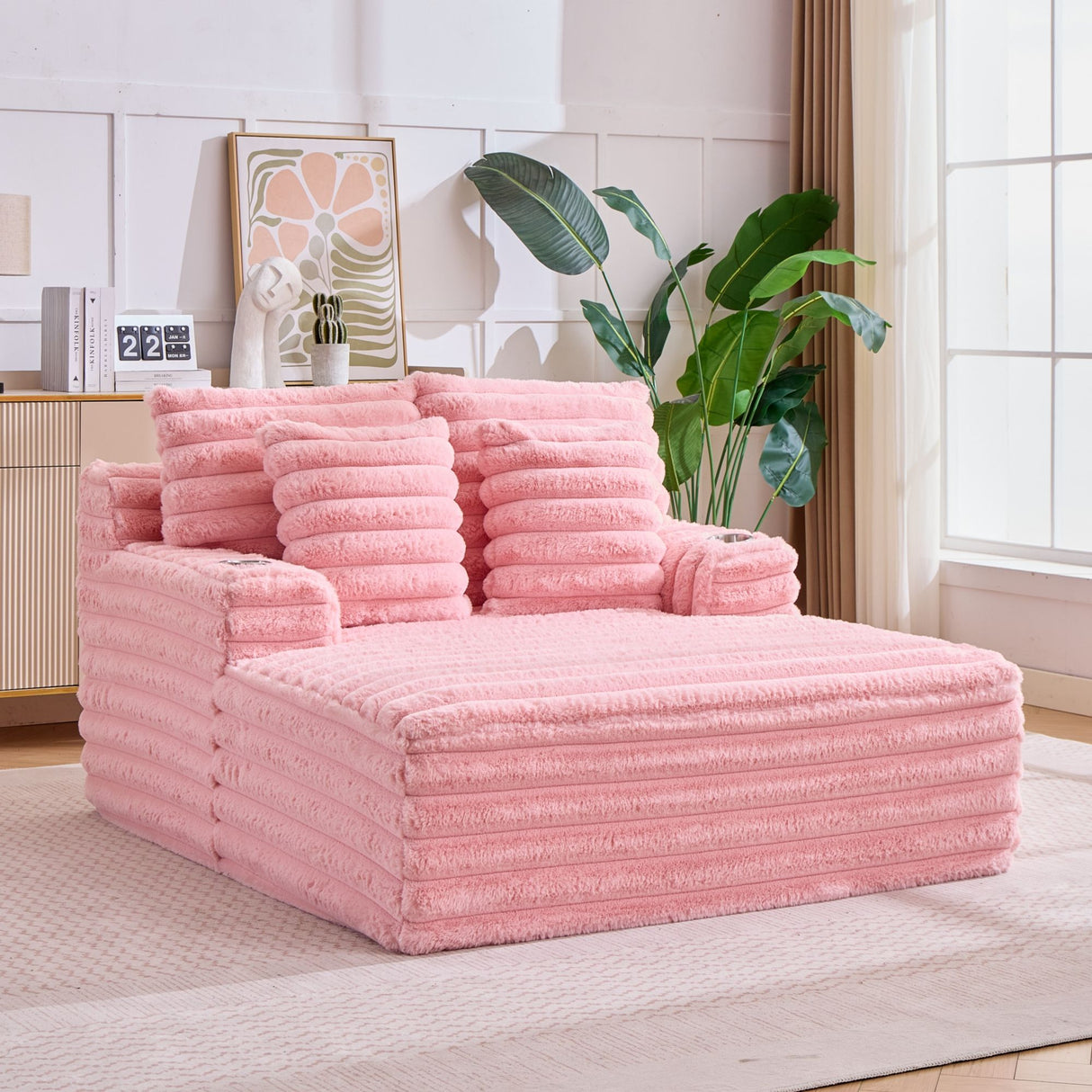 Oversized Chaise Lounge Chair Indoor With Pillows For Living Room