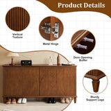 TV Stand With Carved Geometric Doors, Storage Cabinet For Living Room - Walnut