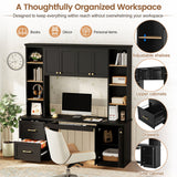 Computer Desk With Hutch, Workstation With Desk Grommet & Keyboard Tray