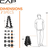 CAP 12-sided Rubber Dumbbell Set with Rack