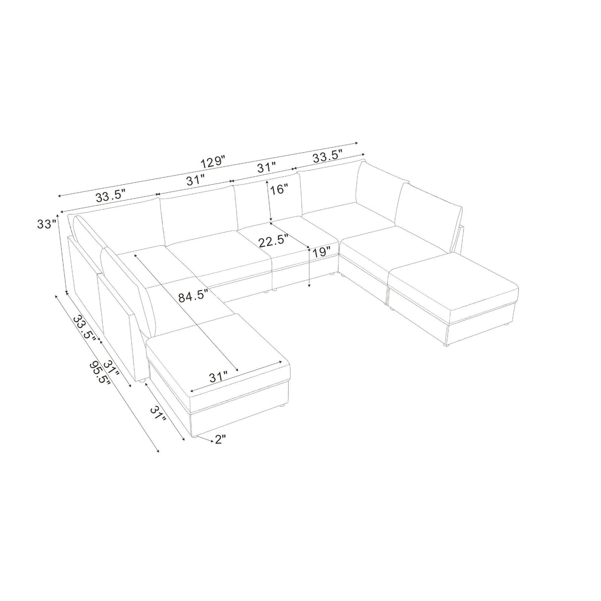 Modular Sectional With Custom Configuration