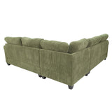 L - Sectional Sofa Set With Corner Wedge And Ottoman, 4 Piece Living Room Furniture - Sage
