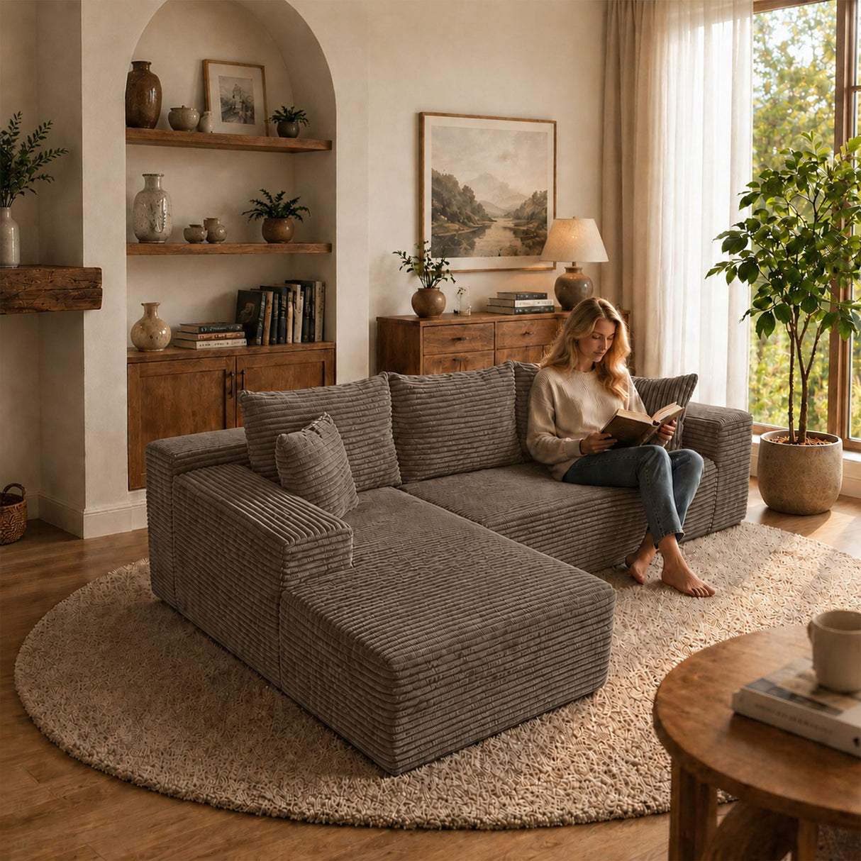 Modern L-Shaped Sectional Sofa With Left Facing Chaise