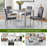 Dining Table Set, Table With A Rectangular Table And Upholstered Chairs