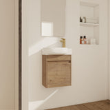 Modern Bathroom Vanity With Ceramic Basin, Wall Mounted Floating Sink Combo, Storage Cabinet