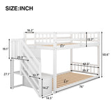 Twin Over Twin Floor Bunk Bed, Ladder With Storage