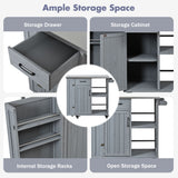 Outdoor Kitchen Island Prep Station With Lockable Wheels, Ample Storage, Towel & Spice Racks
