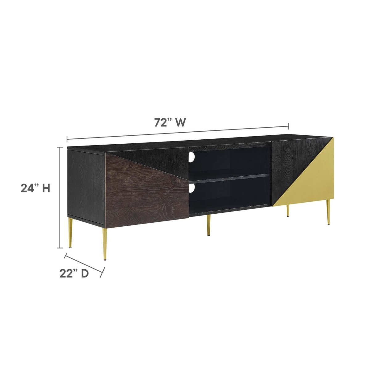 72 Inch Low Profile Geometric TV Stand in Black Gold - TV Stands available at Alpine Outlets in Denver