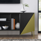 72 Inch Low Profile Geometric TV Stand in Black Gold - TV Stands available at Alpine Outlets in Denver