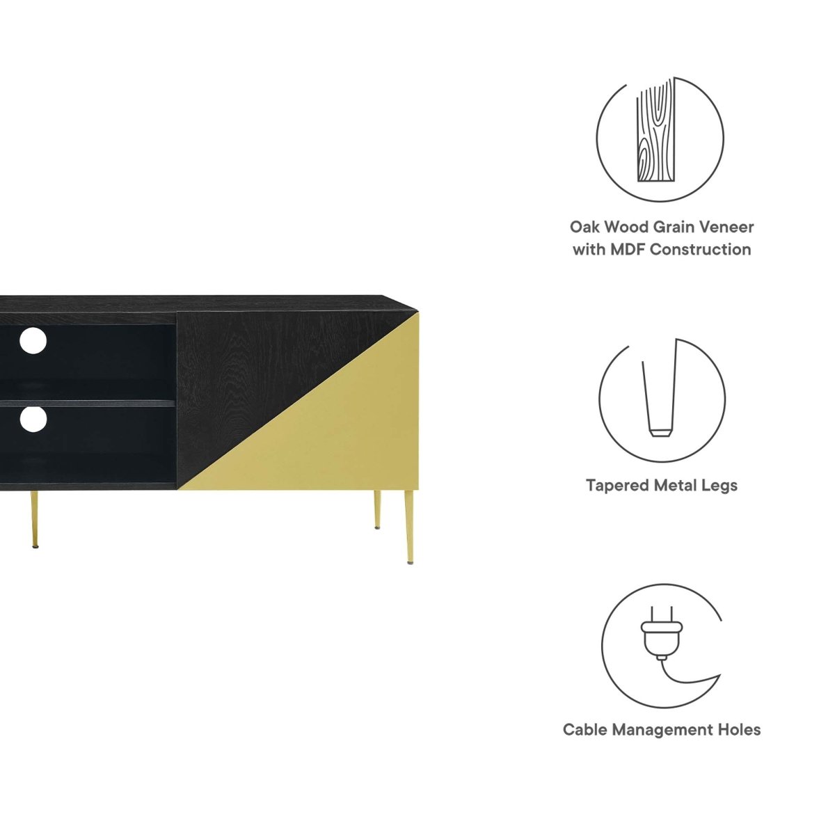 72 Inch Low Profile Geometric TV Stand in Black Gold - TV Stands available at Alpine Outlets in Denver