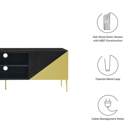 72 Inch Low Profile Geometric TV Stand in Black Gold - TV Stands available at Alpine Outlets in Denver