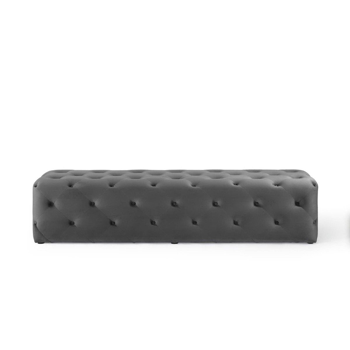 72 Inch Luxurious Tufted Button Performance Velvet Bench in Gray - Benches available at Alpine Outlets in Denver