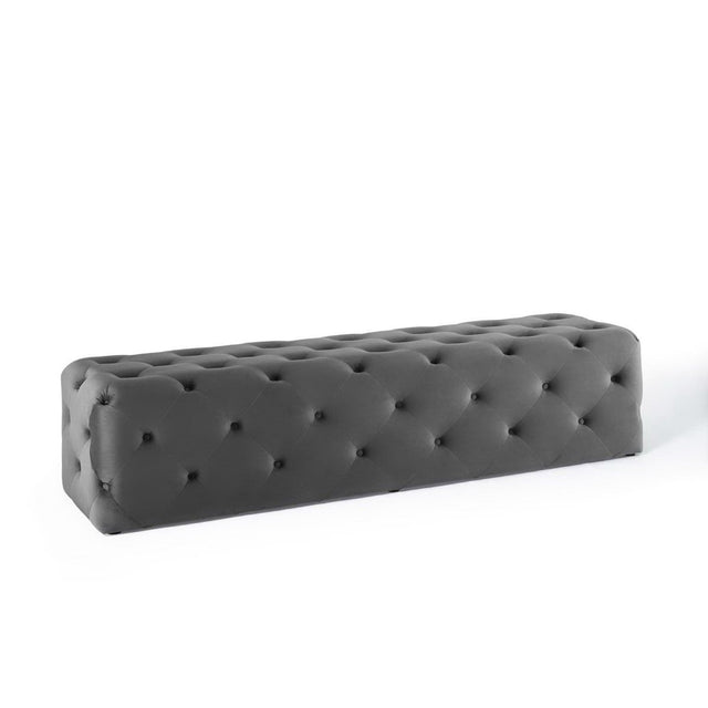 72 Inch Luxurious Tufted Button Performance Velvet Bench in Gray - Benches available at Alpine Outlets in Denver
