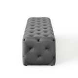 72 Inch Luxurious Tufted Button Performance Velvet Bench in Gray - Benches available at Alpine Outlets in Denver
