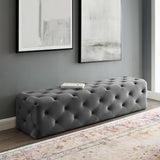 72 Inch Luxurious Tufted Button Performance Velvet Bench in Gray - Benches available at Alpine Outlets in Denver