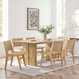 72 Inch Walnut Modern Farmhouse Solid Wood Dining Table - Dining Tables available at Alpine Outlets in Denver