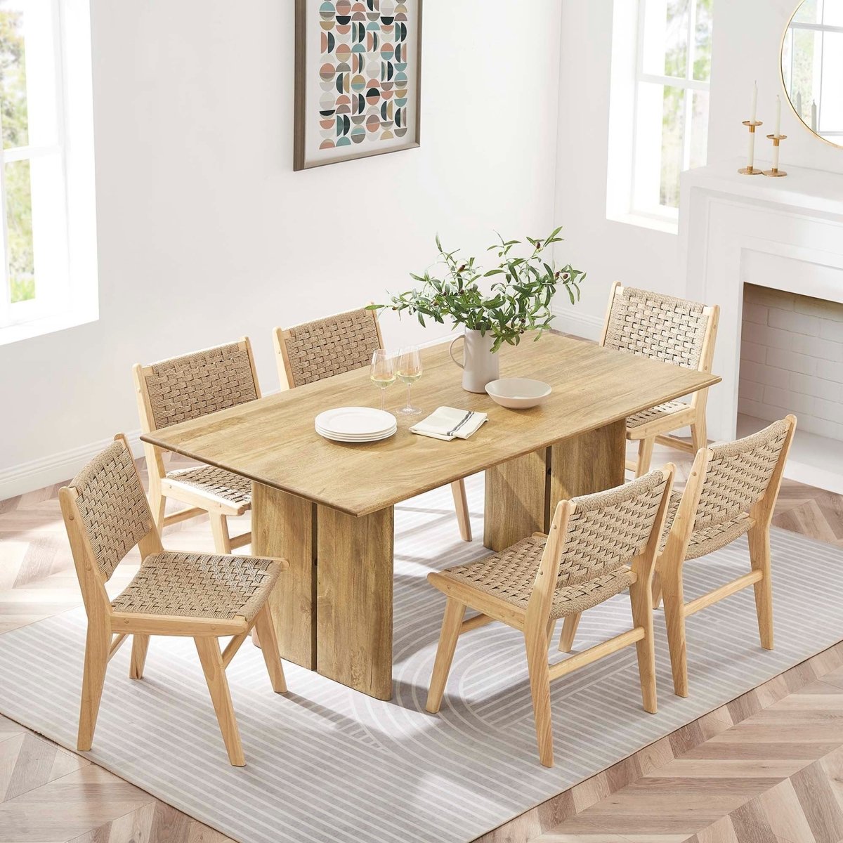 72 Inch Walnut Modern Farmhouse Solid Wood Dining Table - Dining Tables available at Alpine Outlets in Denver