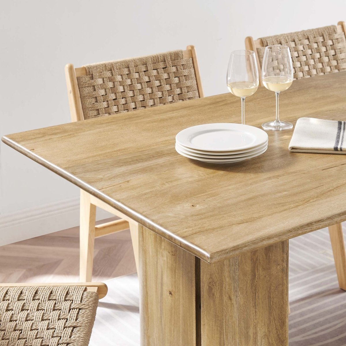 72 Inch Walnut Modern Farmhouse Solid Wood Dining Table - Dining Tables available at Alpine Outlets in Denver