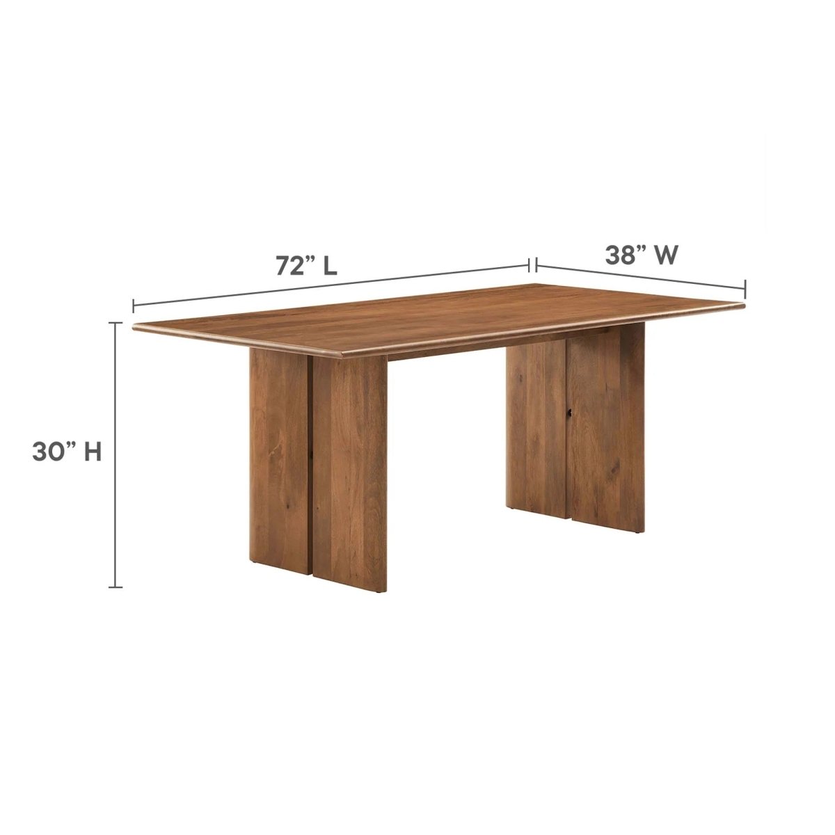 72 Inch Walnut Modern Farmhouse Solid Wood Dining Table - Dining Tables available at Alpine Outlets in Denver