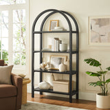 72" Large Arched Sculptural Pine Wood Bookshelf - Bookcases available at Alpine Outlets in Denver