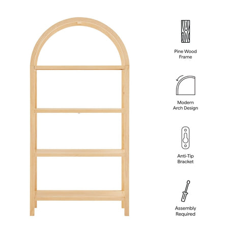 72" Large Arched Sculptural Pine Wood Bookshelf - Bookcases available at Alpine Outlets in Denver