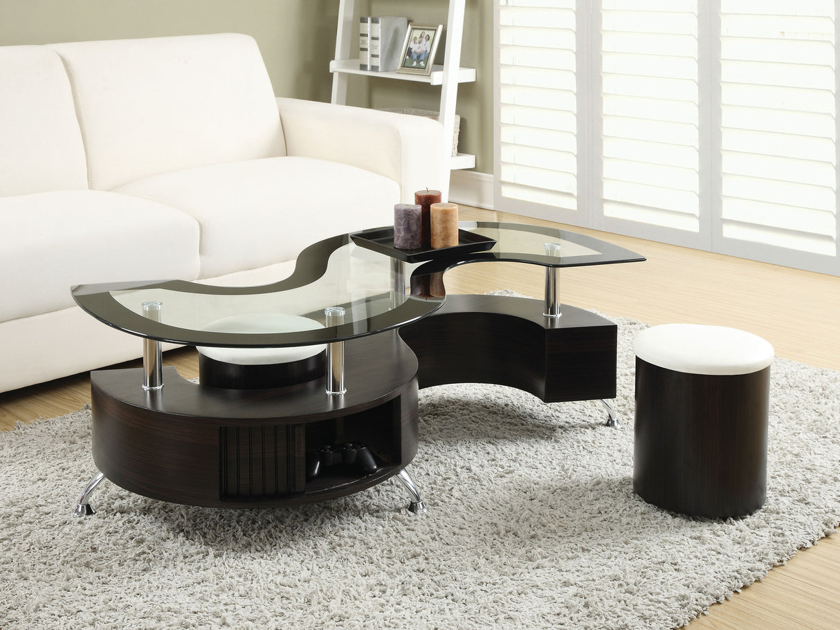 Buckley 3-Piece Coffee Table and Stools Set Cappuccino