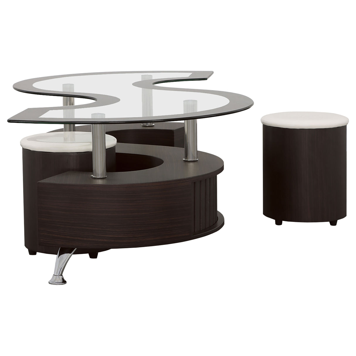 Buckley 3-Piece Coffee Table and Stools Set Cappuccino
