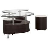 Buckley 3-Piece Coffee Table and Stools Set Cappuccino