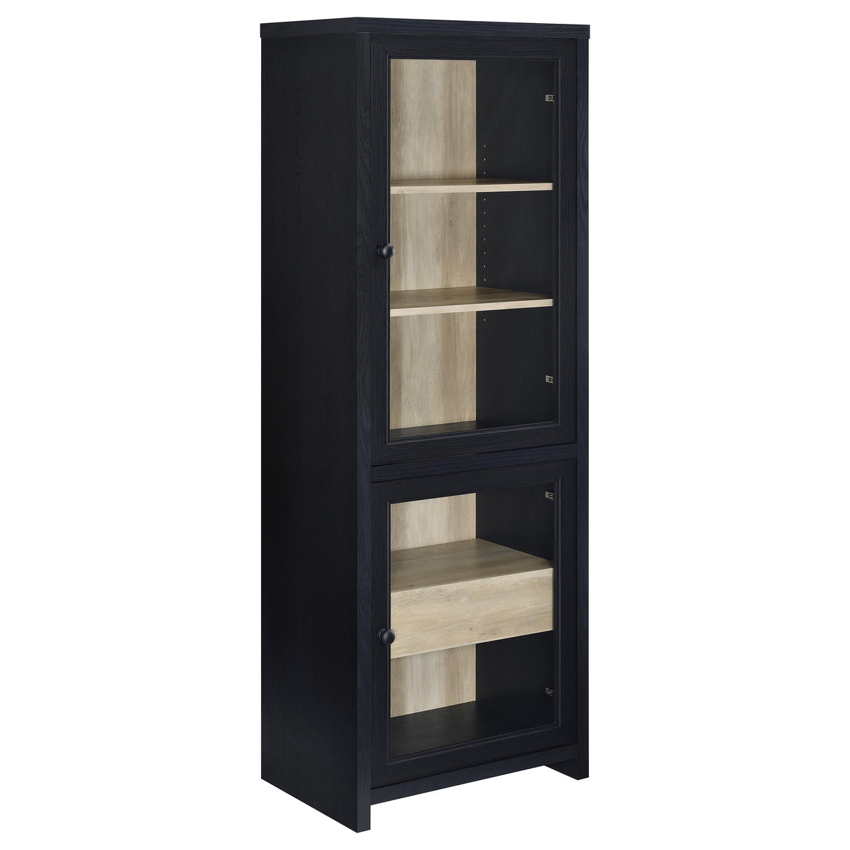 Denison 67-Inch Black Media Tower with Glass Doors