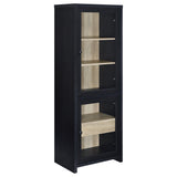 Denison 67-Inch Black Media Tower with Glass Doors